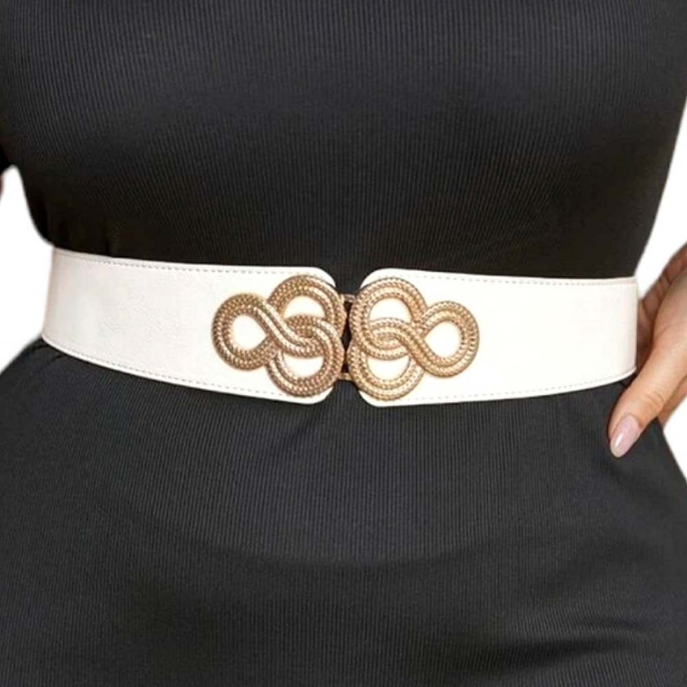 Plus size White Medallion Wide Width Belt